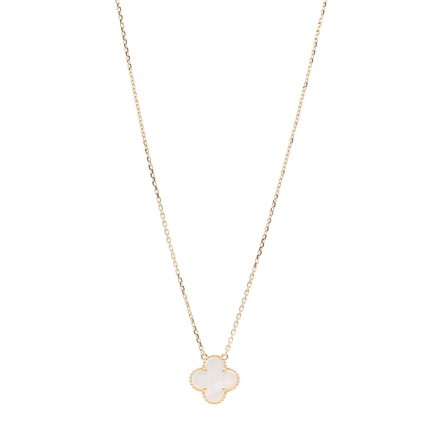 18K Yellow Gold Mother of Pearl Vintage Alhambra Pendant Necklace