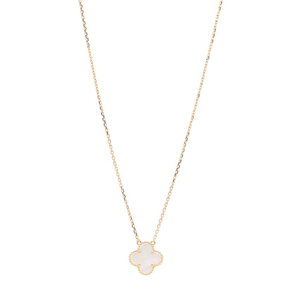 Van Cleef & Arpels 18K Yellow Gold Mother of Pearl Vintage Alhambra Pendant Necklace 1 of 6