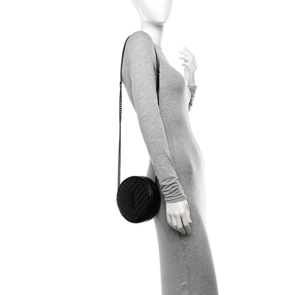 Saint Laurent Calfskin Matelasse Chevron Round Vinyle Camera Bag Black 2 of 12