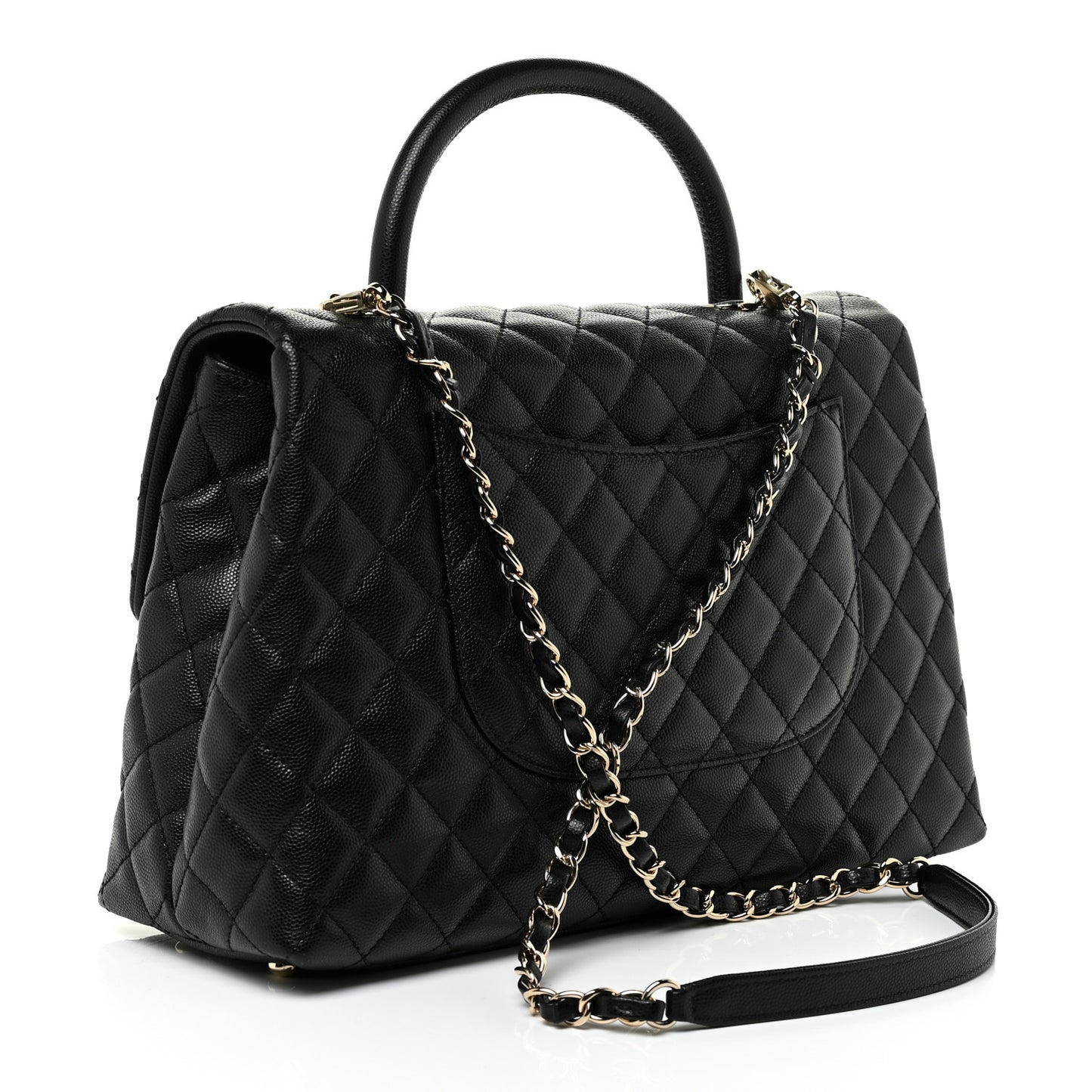 Caviar Quilted Medium Coco Handle Flap Black