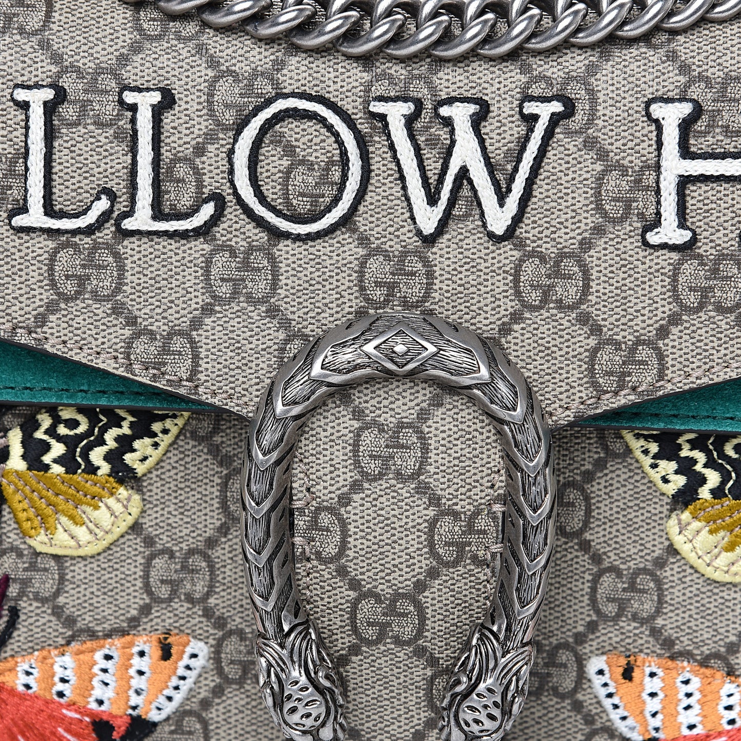 GG Supreme Monogram Willow Hill Embroidered Small Dionysus Shoulder Bag Emerald