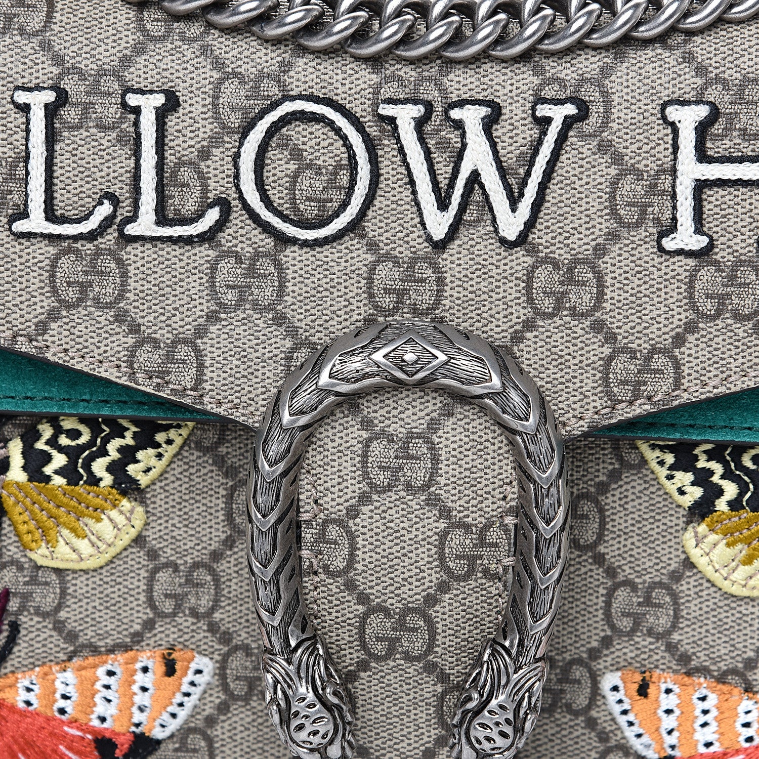 Gucci GG Supreme Monogram Willow Hill Embroidered Small Dionysus Shoulder Bag Emerald 7 of 12