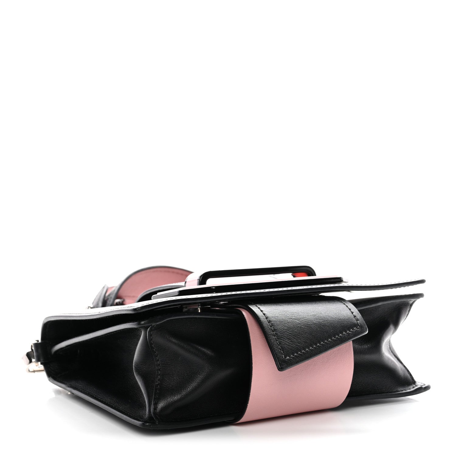 Prada City Calf Plex Ribbon Bag Black Rosa 4 of 9