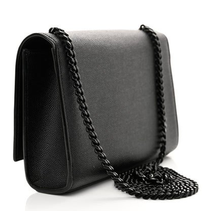 Saint Laurent Grain De Poudre Small Monogram Monochrome Kate Satchel Black 3 of 10