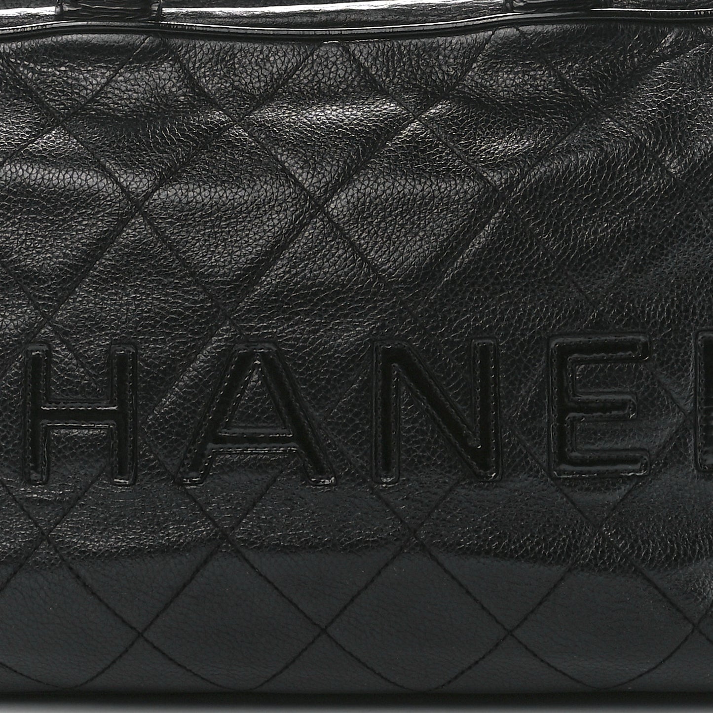 Caviar Patent Quilted Large Bowler Black