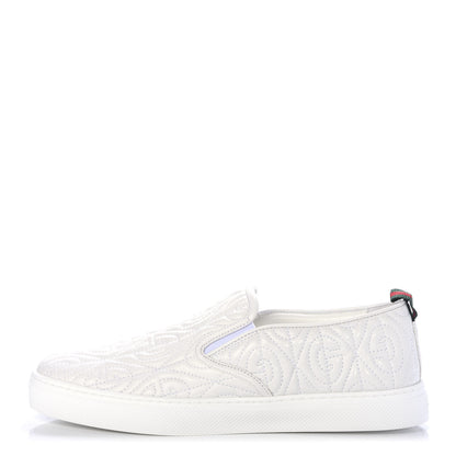 Gucci Nappa Web G Rhombus Quilted Mens Slip On Sneakers 8.5 Great White 1 of 10