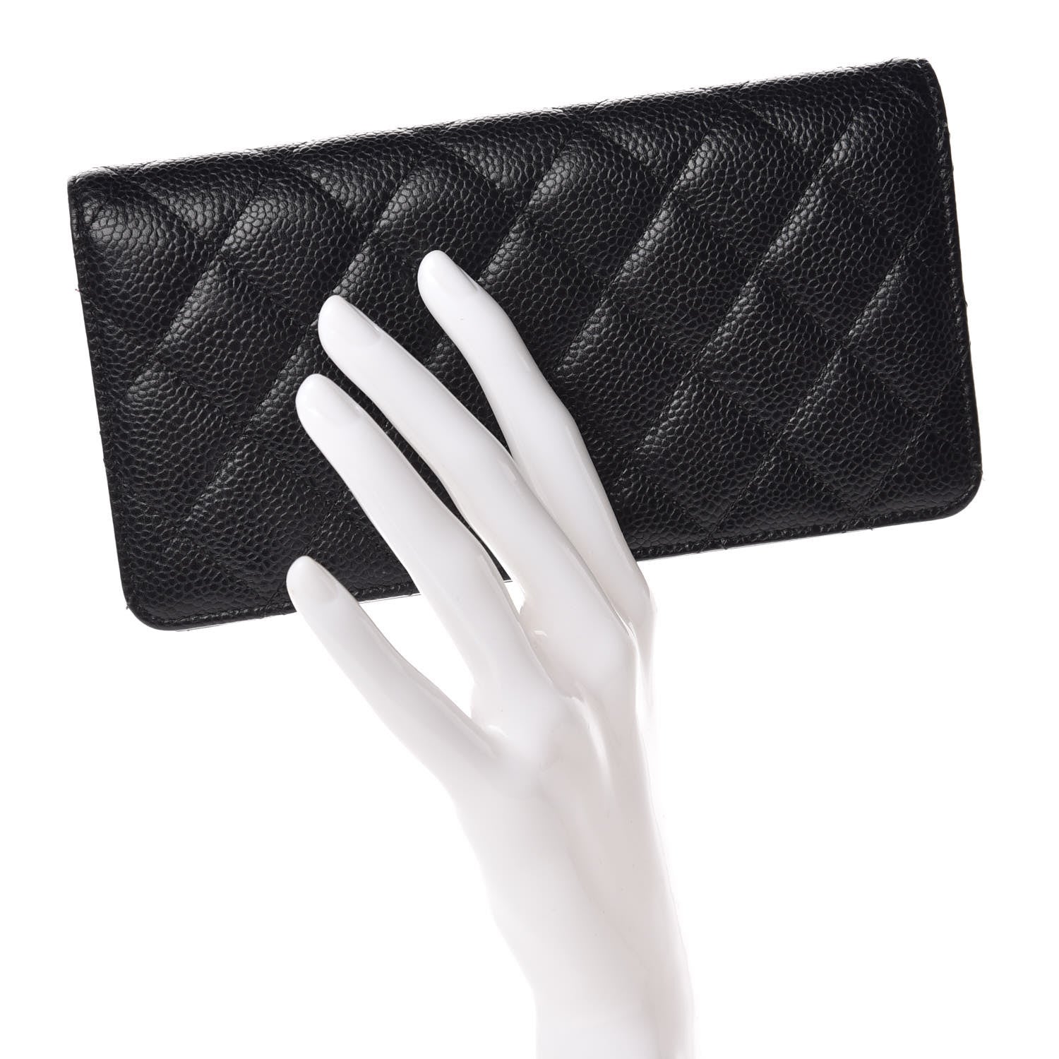 Chanel Caviar Quilted Yen Wallet Black 2 of 15