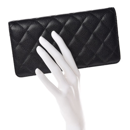 Chanel Caviar Quilted Yen Wallet Black 2 of 15