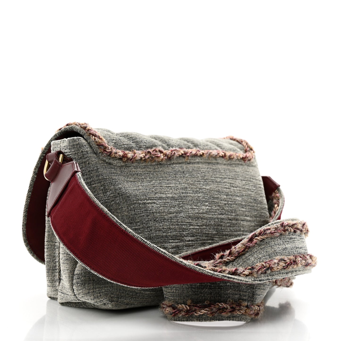 Wool Velvet Quilted Parisian Stroll Messenger Grey