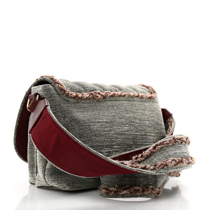 Chanel Wool Velvet Quilted Parisian Stroll Messenger Grey 2 of 11
