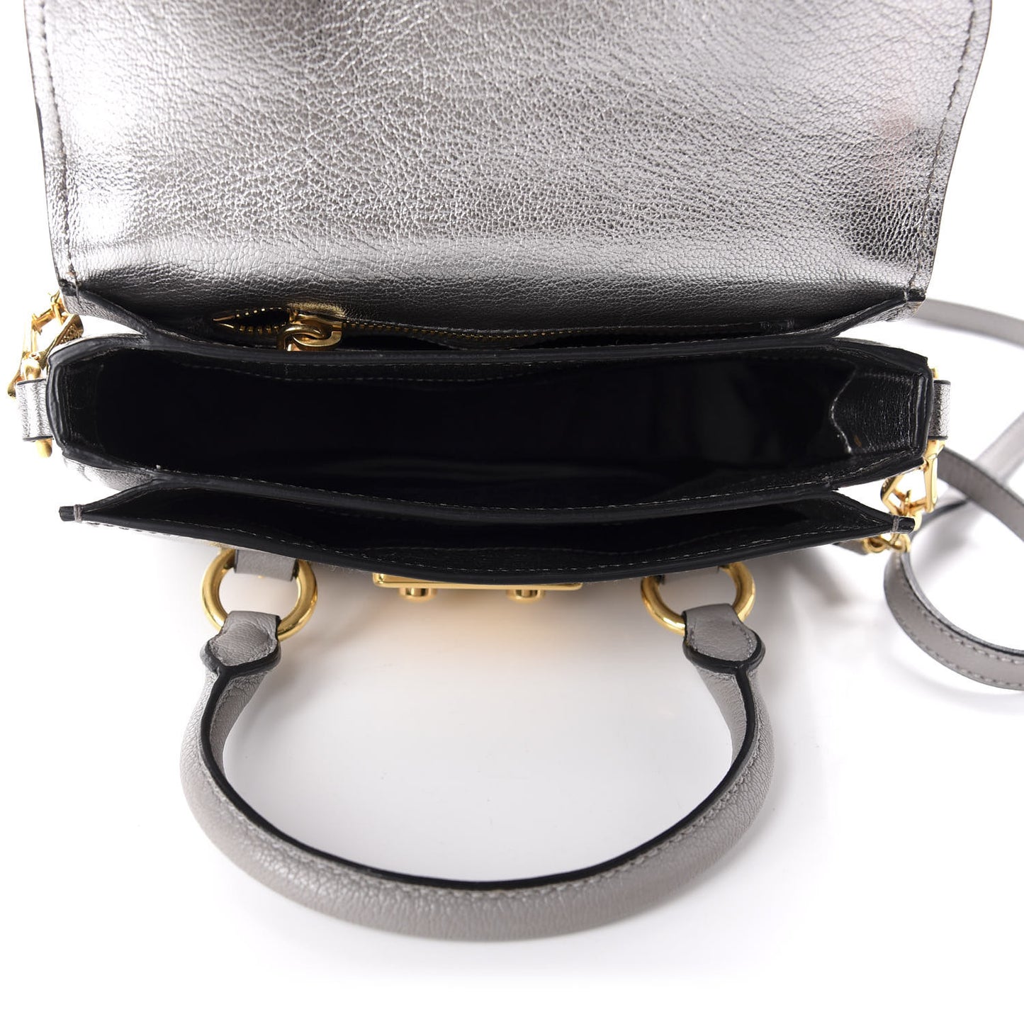 Metallic Goatskin Madras Crossbody Bag Chrome