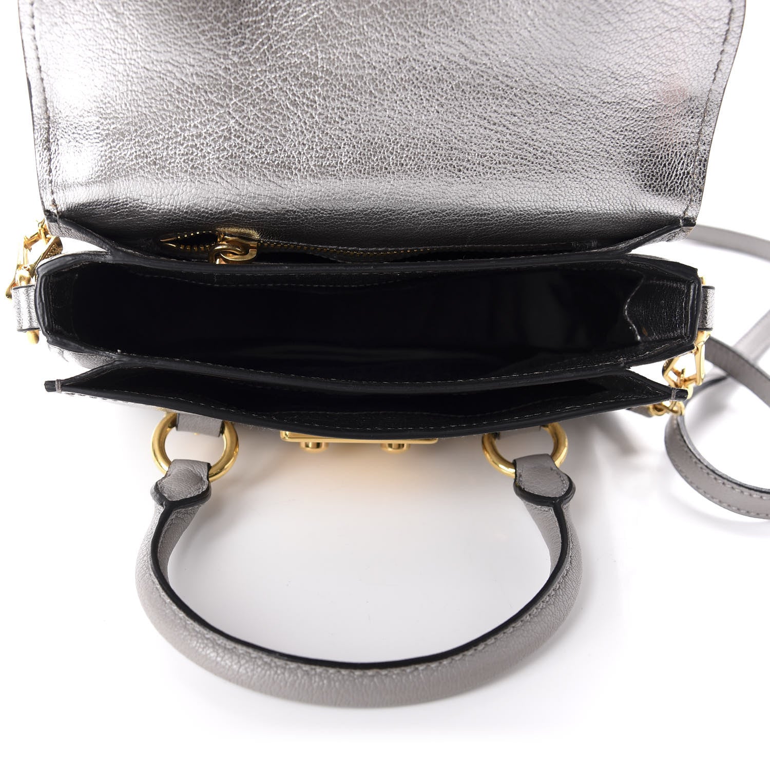 Miu Miu Metallic Goatskin Madras Crossbody Bag Chrome 5 of 12