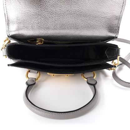 Miu Miu Metallic Goatskin Madras Crossbody Bag Chrome 5 of 12