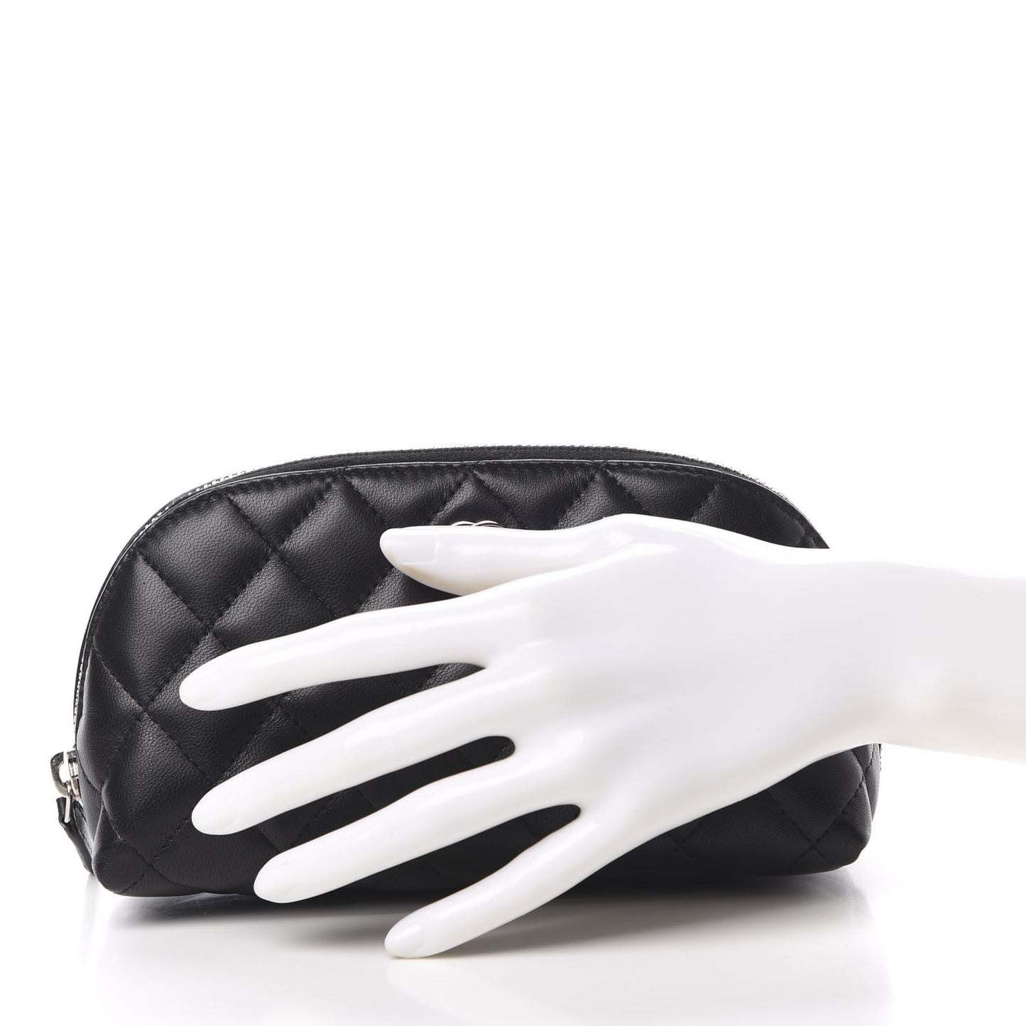 Lambskin Quilted Cosmetic Case Black