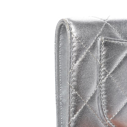 Chanel Metallic Calfskin Quilted Yen Wallet Dark Silver 9 of 13