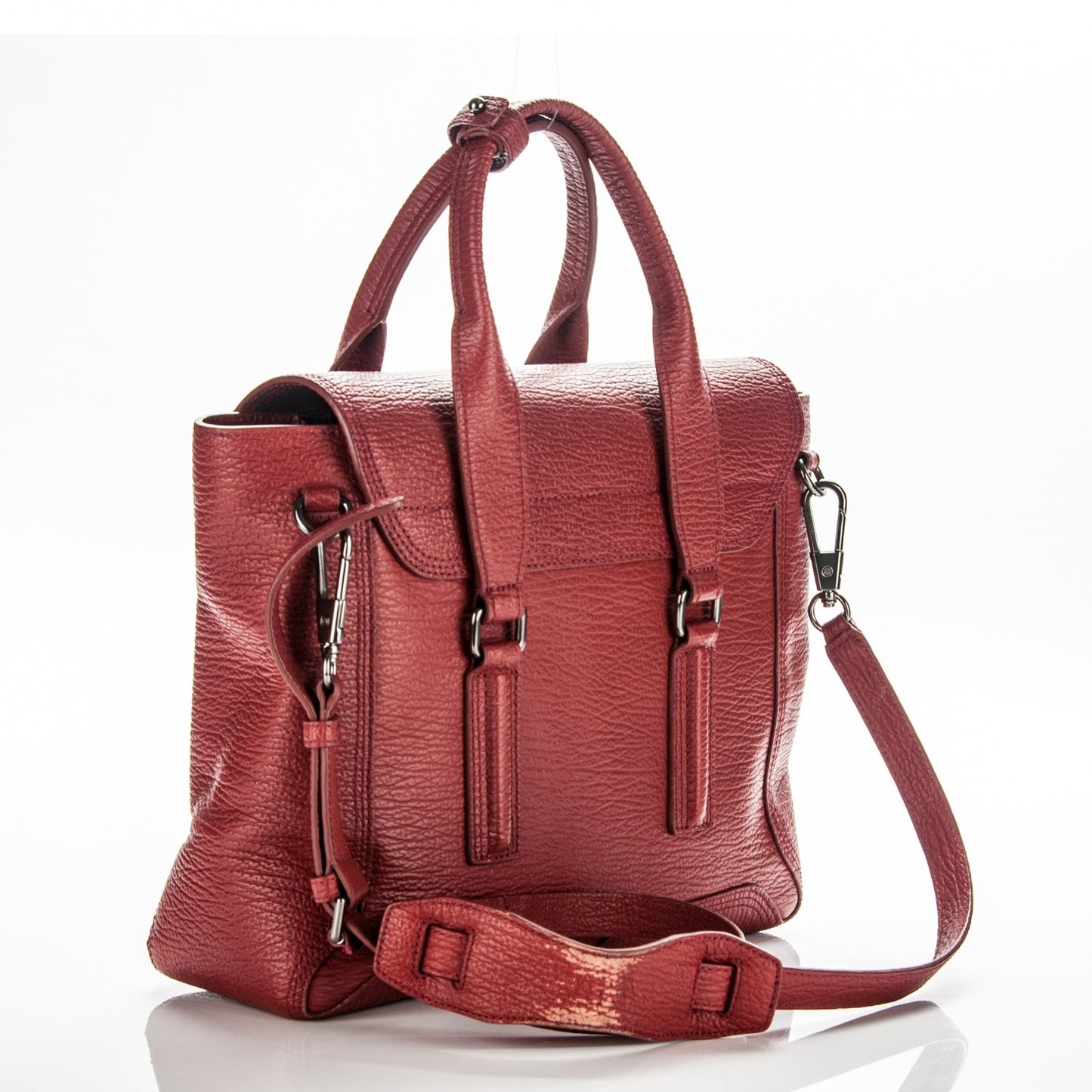 3.1 Textured Calfskin Medium Pashli Satchel Brick