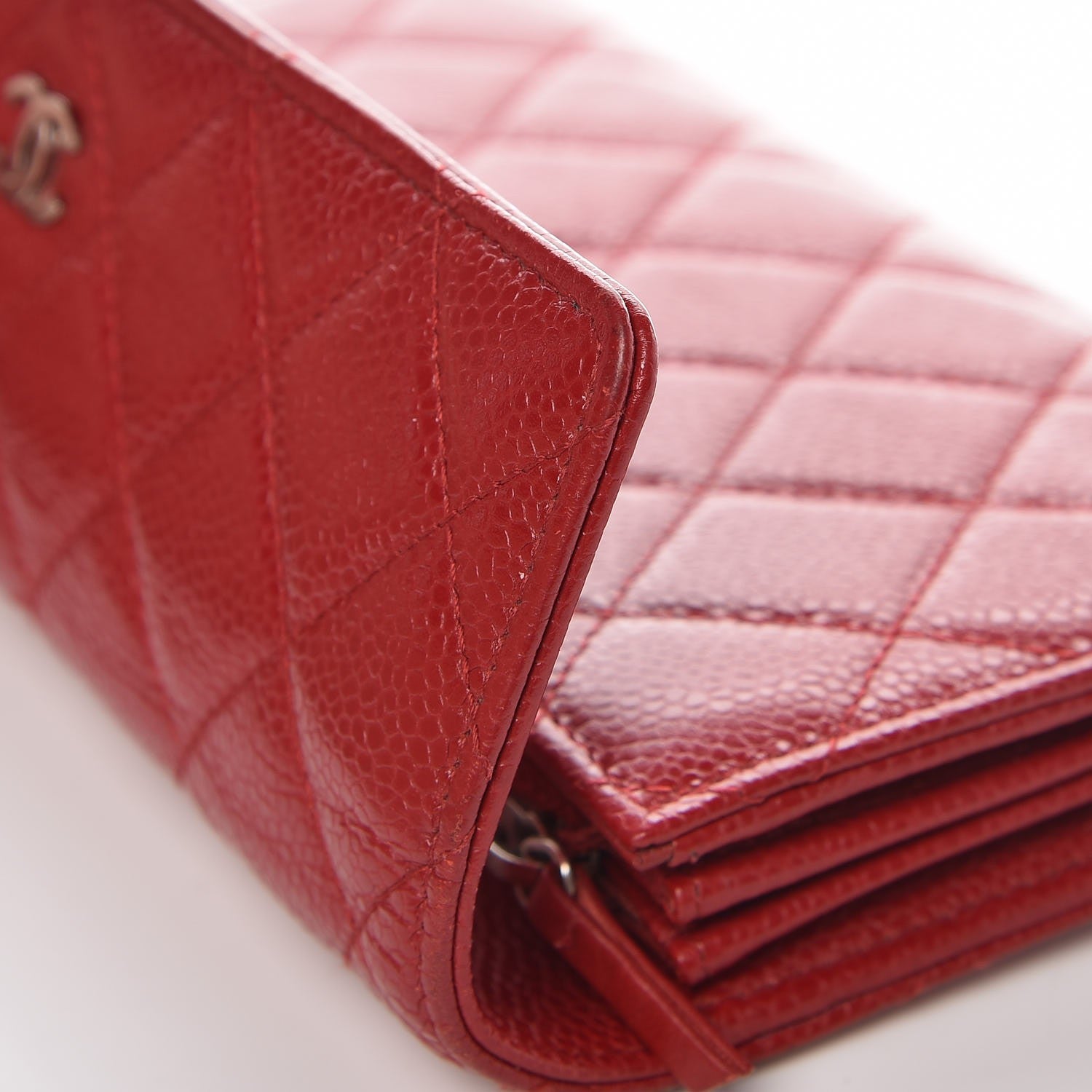 Chanel Caviar Quilted Large Gusset Flap Wallet Red 12 of 13