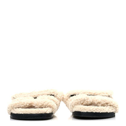 Hermes Woolskin Womens Chypre Sandals 40 Ecru 3 of 9