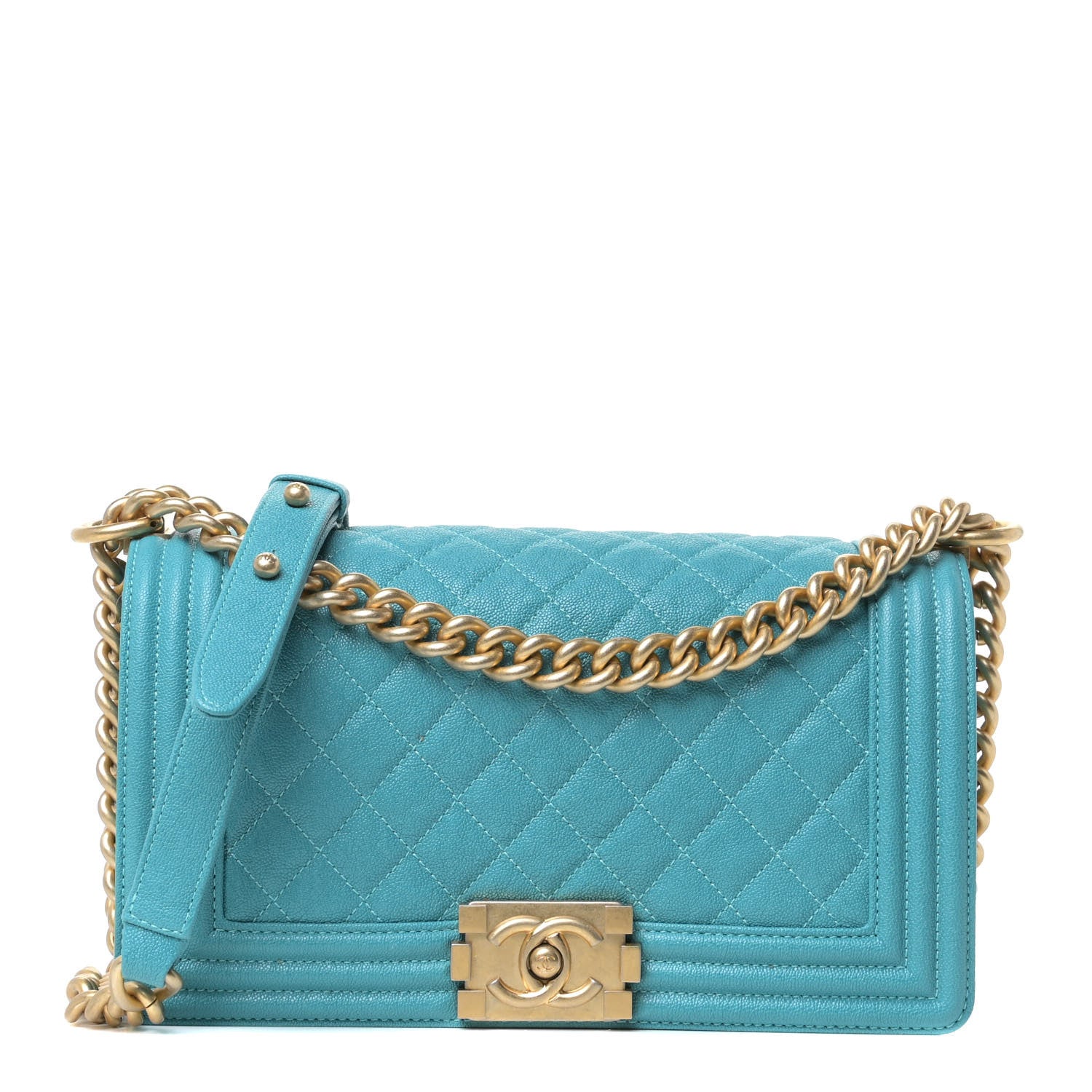 Chanel Caviar Quilted Medium Boy Flap Turquoise 1 of 13