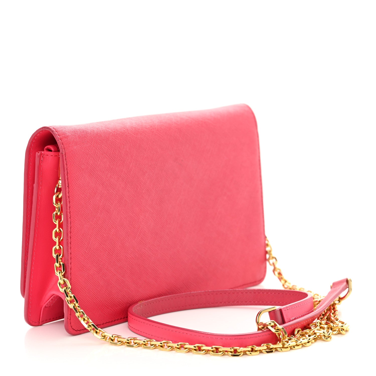 MCM Saffiano Studded Wallet On Chain Pink 3 of 12