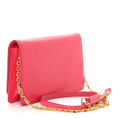 MCM Saffiano Studded Wallet On Chain Pink 3 of 12