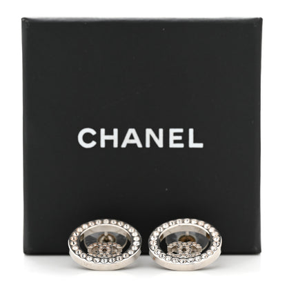 Chanel Crystal CC Round Earrings Silver 5 of 5