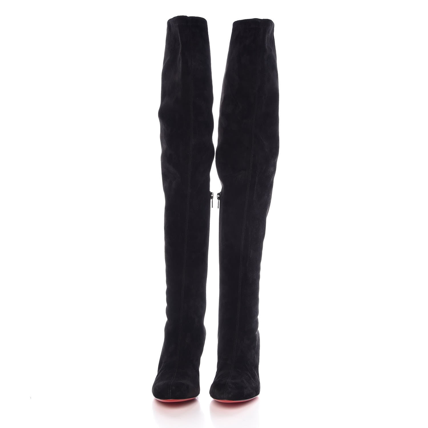 Christian Louboutin Veau Velours Alta Top 70 Over The Knee Boots 37.5 Black 2 of 7