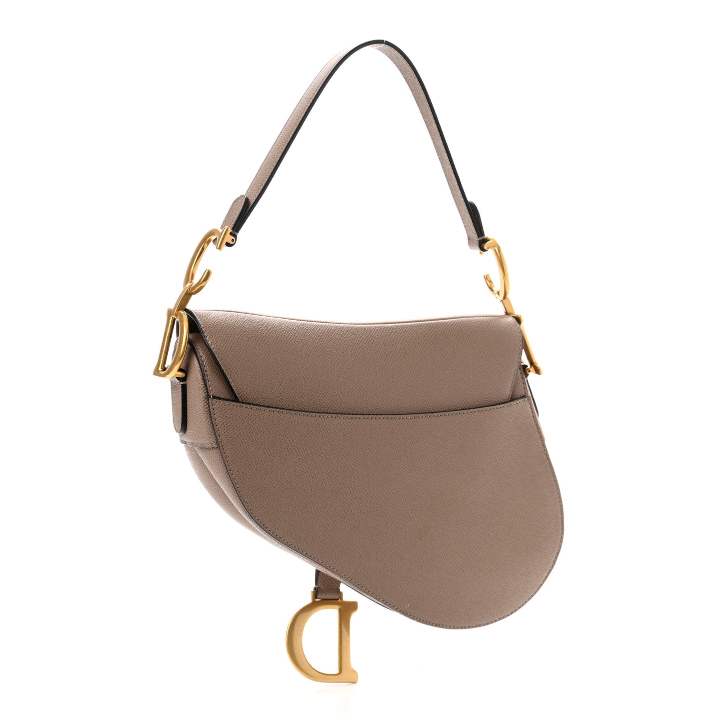 Grained Calfskin Saddle Bag Warm Taupe