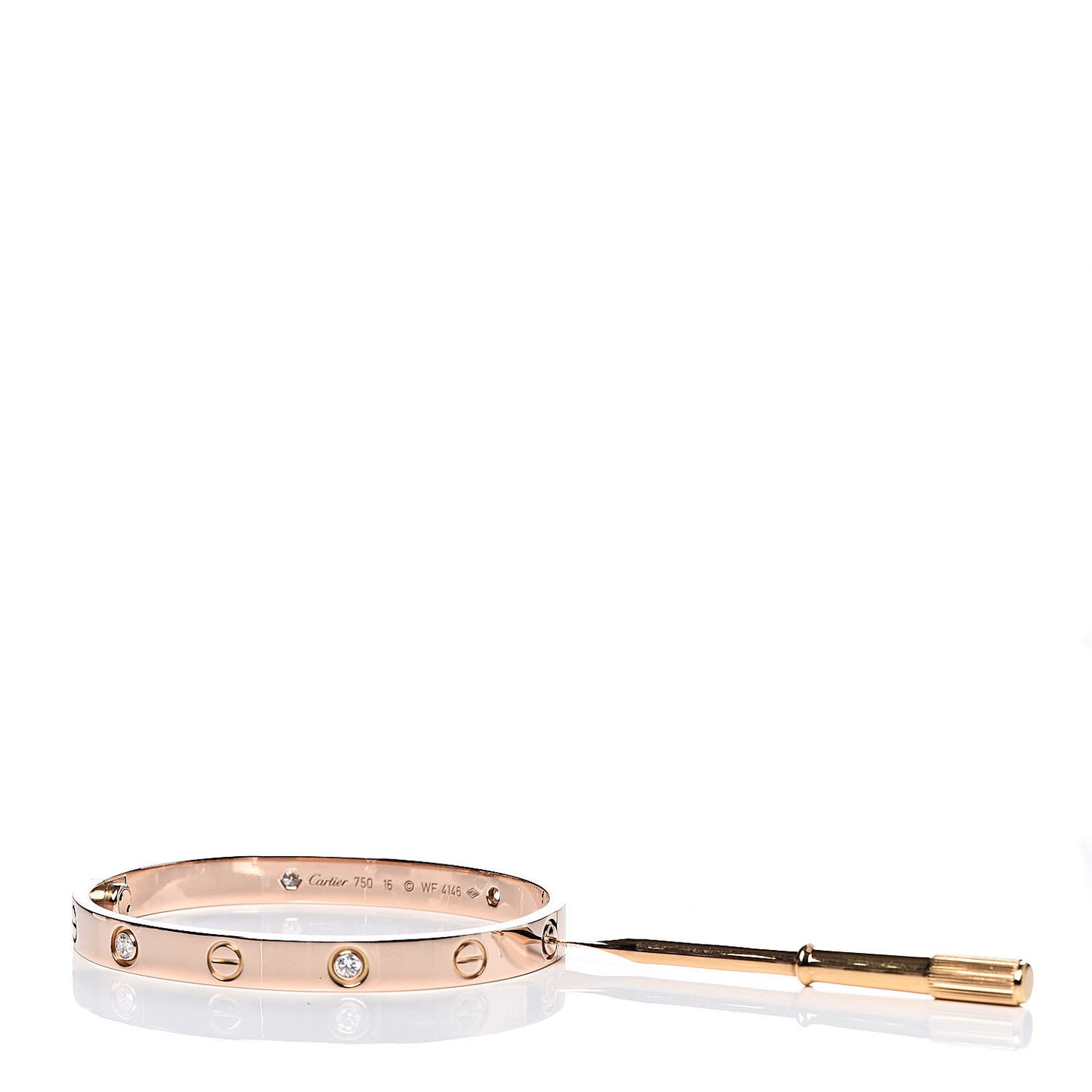 18K Pink Gold 4 Diamond LOVE Bracelet 16