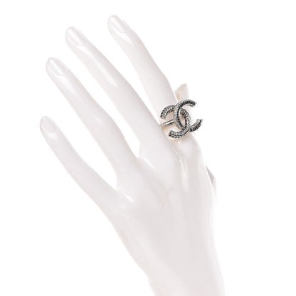 Chanel Crystal CC Ring 6.25 Silver Black 2 of 6