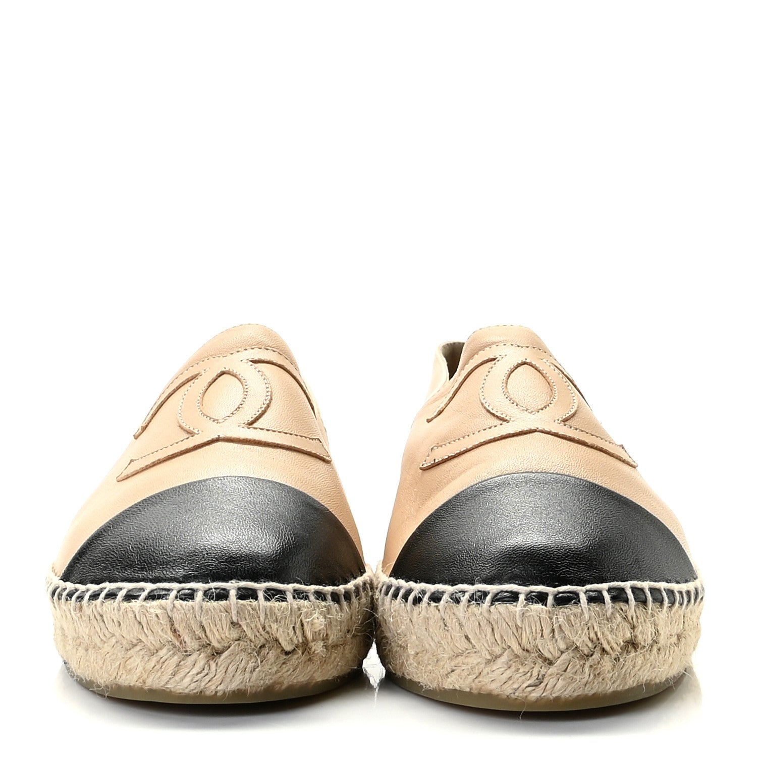 Chanel Lambskin CC Espadrilles 40 Beige Black 3 of 14