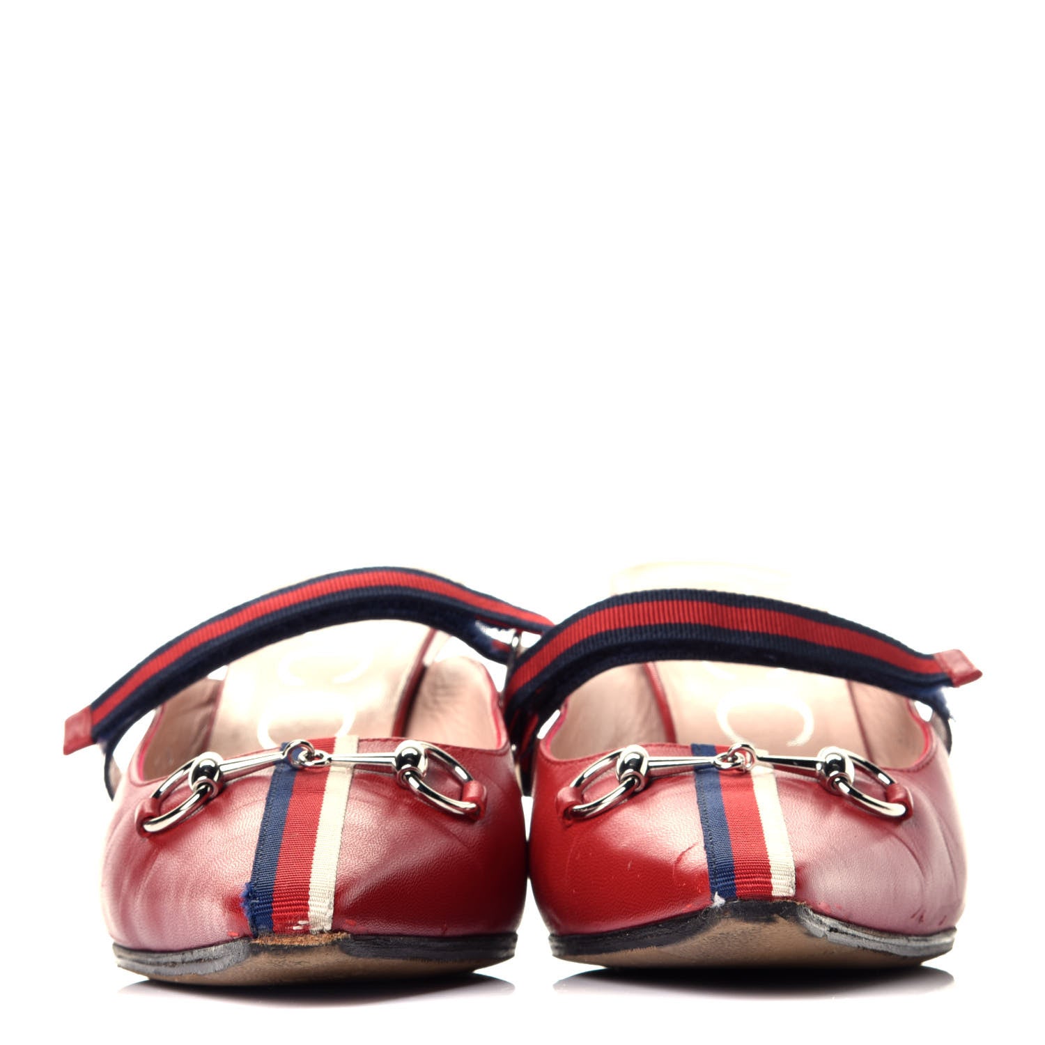 Gucci Malaga Kid Sylvie Web Cross Strap Mid-Heel Slides 37.5 Hibiscus Red 2 of 8