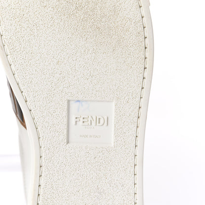 Fendi Vitello FF Embossed Womens Slip On Sneakers 38.5 White Tobacco Moro 8 of 15
