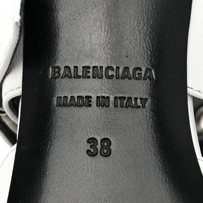 Balenciaga Shiny Kidskin Point Toe Buckle Pumps 38 White 7 of 12