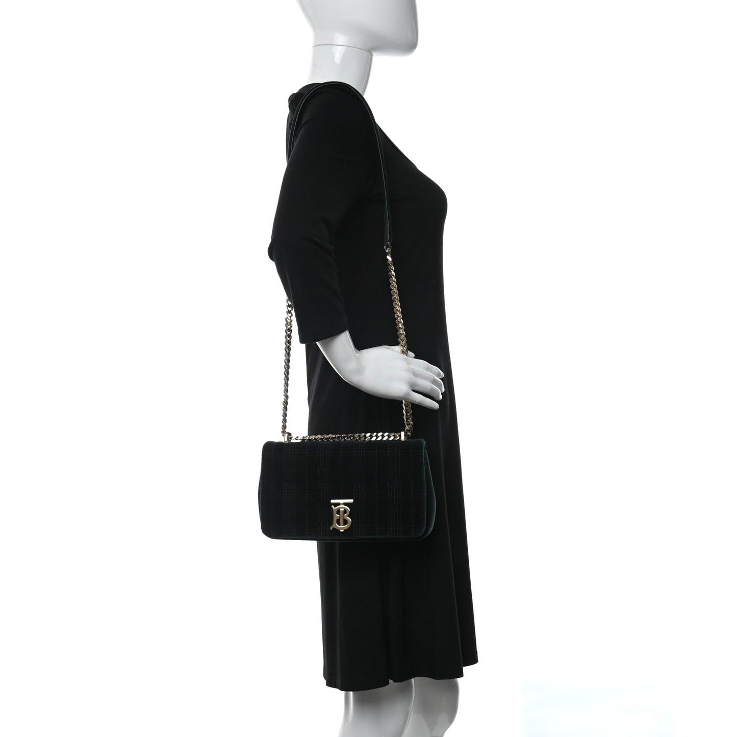 Velvet Quilted Small Lola Bag Dark Green