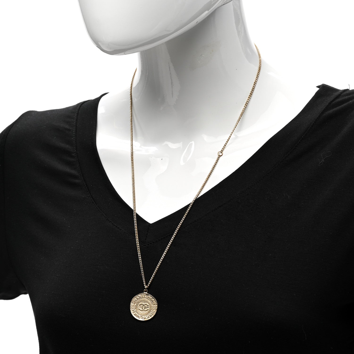 Chanel Medallion Chain Necklace Gold 2 of 7