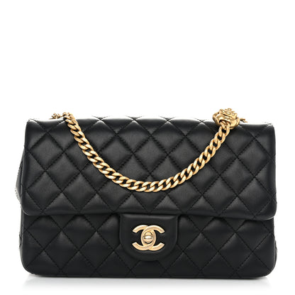 Chanel Lambskin Quilted Small Sweet Camellia Flap Black 1 of 11