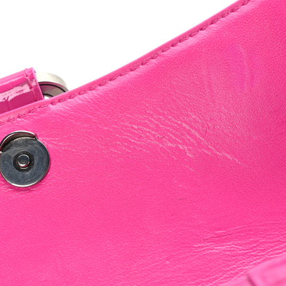 Balenciaga Shiny Calfskin Crocodile Embossed Hourglass Top Handle Bag XS Lipstick Pink 10 of 11