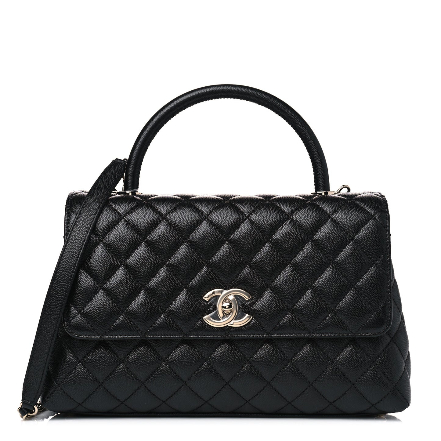 Caviar Quilted Small Coco Handle Flap Black