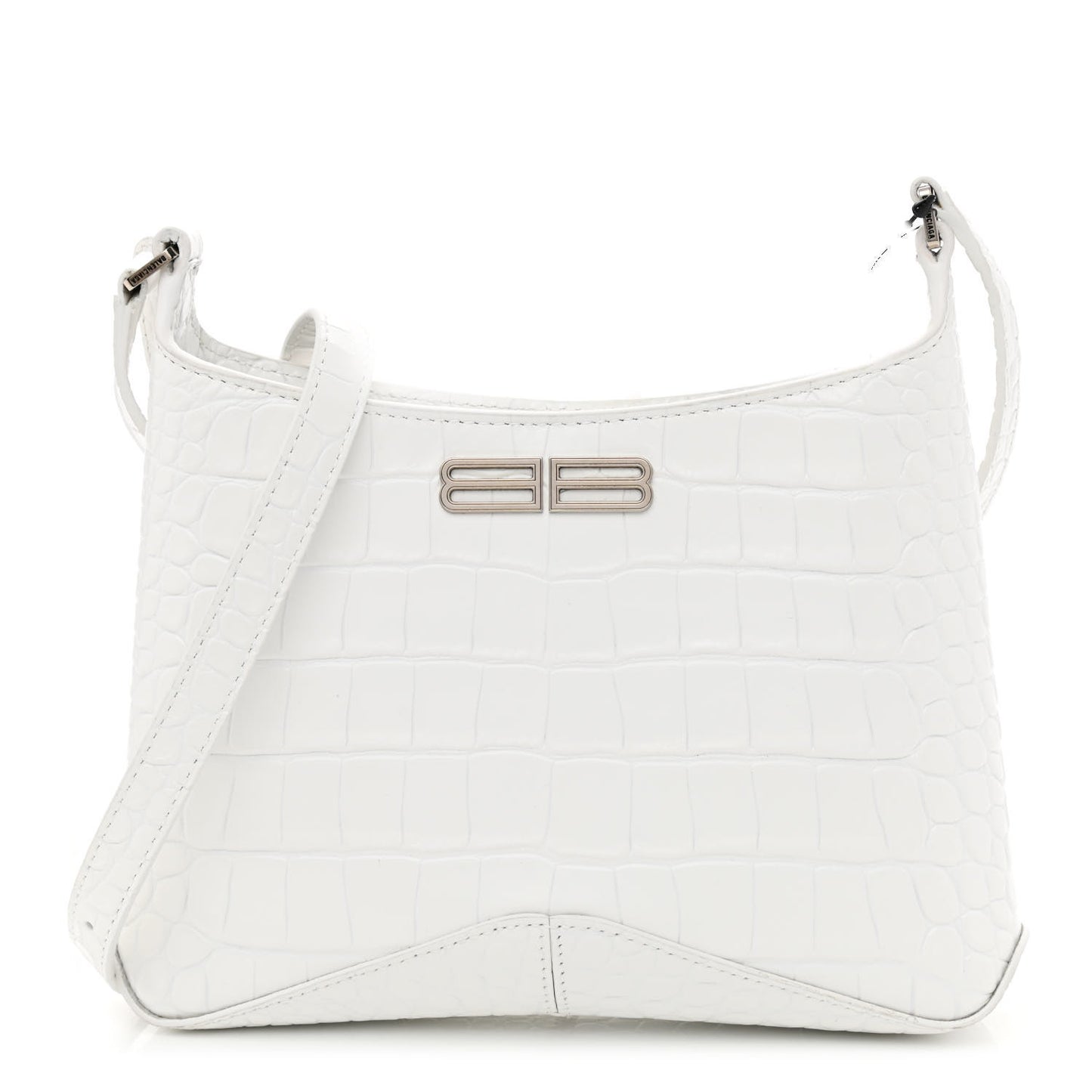 Shiny Super Supple Calfskin Crocodile Embossed Small XX Bag Optic White