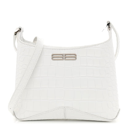 Balenciaga Shiny Super Supple Calfskin Crocodile Embossed Small XX Bag Optic White 1 of 10