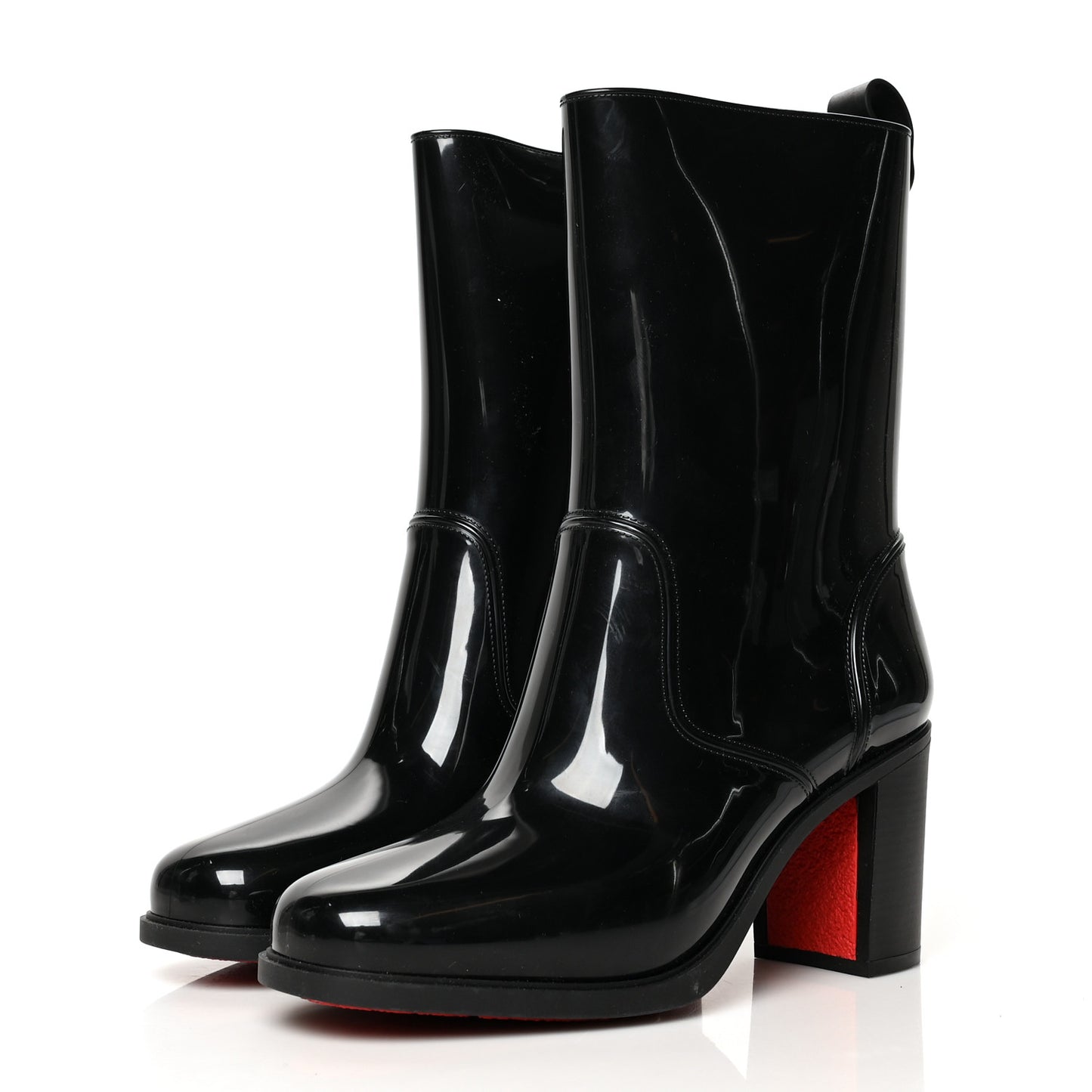 Recycled PVC Calfskin Loubirain 70 Boots 40 Black