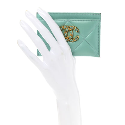 Chanel Lambskin Quilted Chanel 19 Card Holder Green 2 of 11