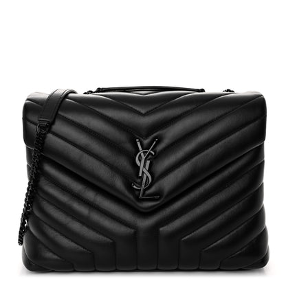 Saint Laurent Calfskin Y Quilted Monogram Monochrome Medium Loulou Chain Satchel Black 1 of 9