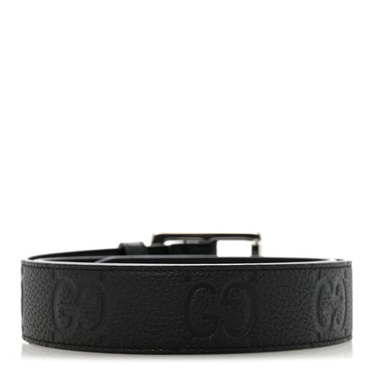 Gucci Piuma Calfskin Jumbo GG Embossed 35mm Belt 80 32 Black 2 of 7