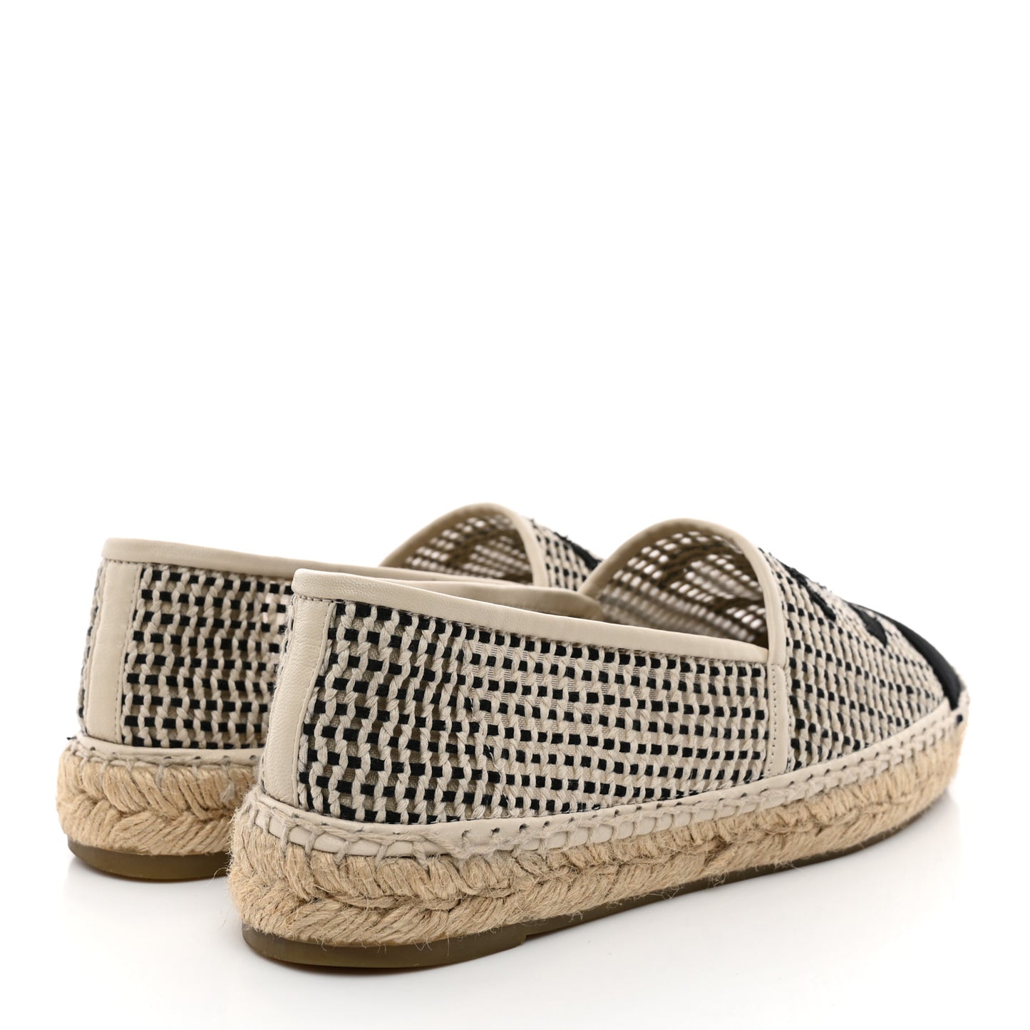 Mesh Grosgrain CC Espadrilles 40 Beige Black