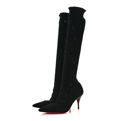 Christian Louboutin Tricot Sandrine Sock Knee Boots 37 Black 3 of 6