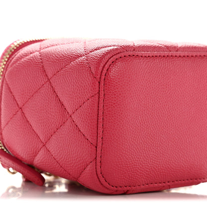 Chanel Caviar Quilted Mini Vanity Case With Chain Dark Pink 9 of 10
