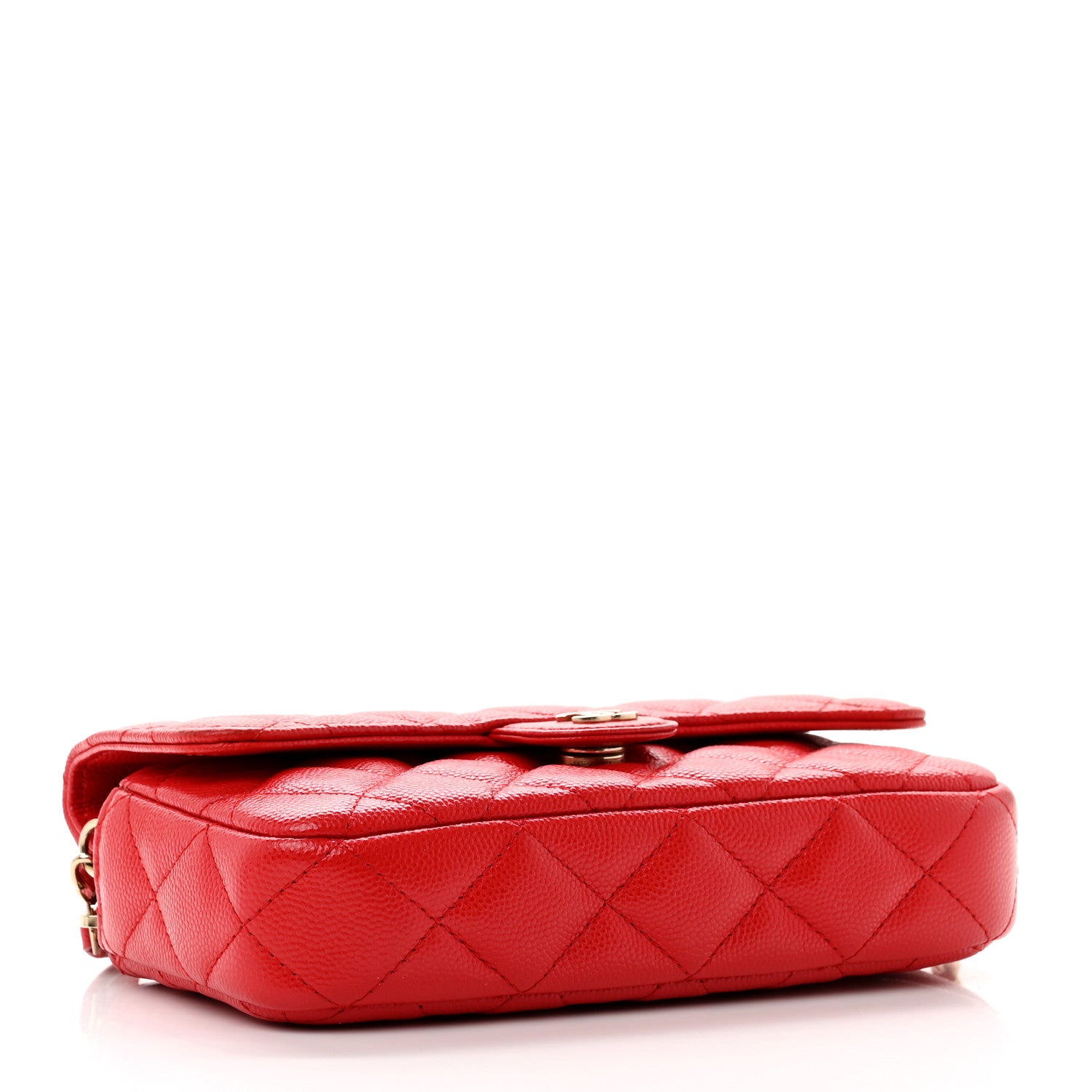 Chanel Caviar Quilted Flap Phone Holder With Chain Red 4 of 10