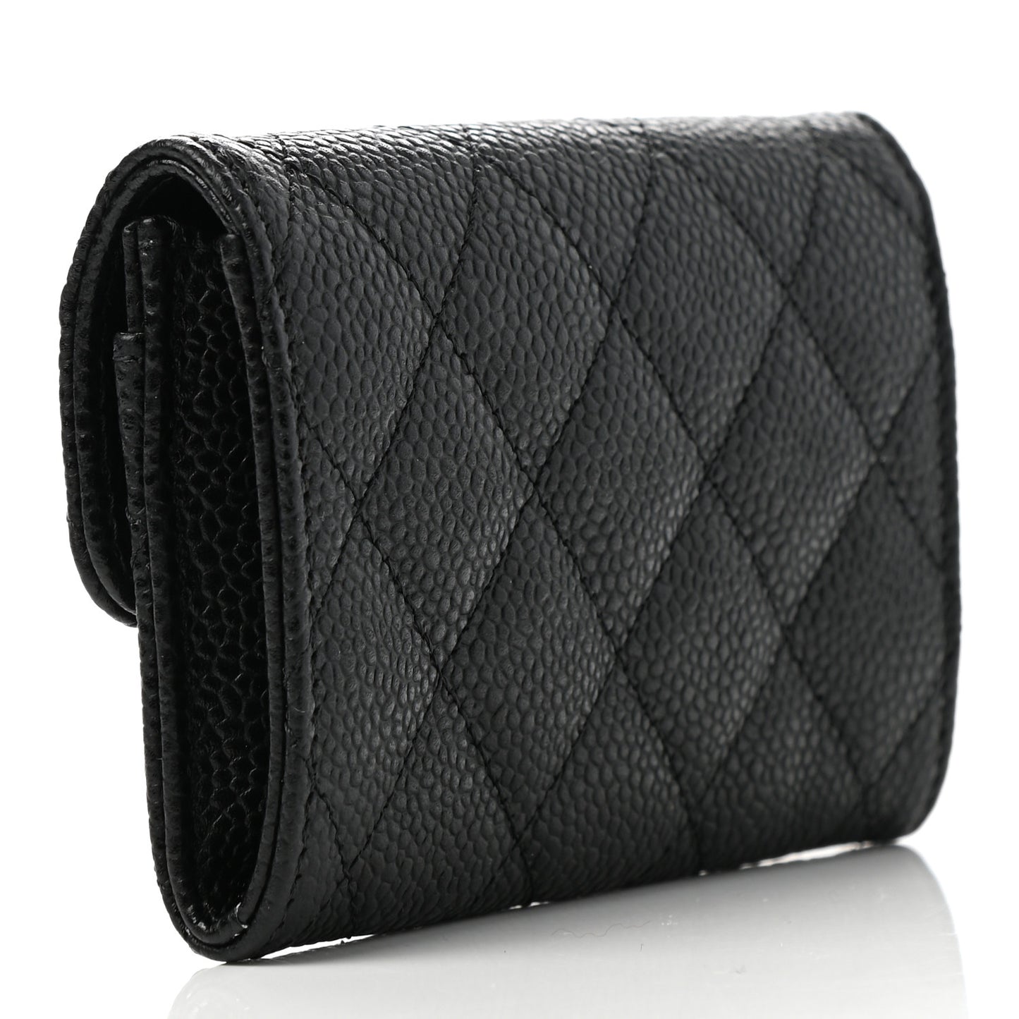Caviar Quilted Flap Card Holder Black
